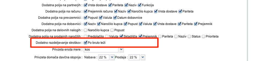 povezani stroški bruto