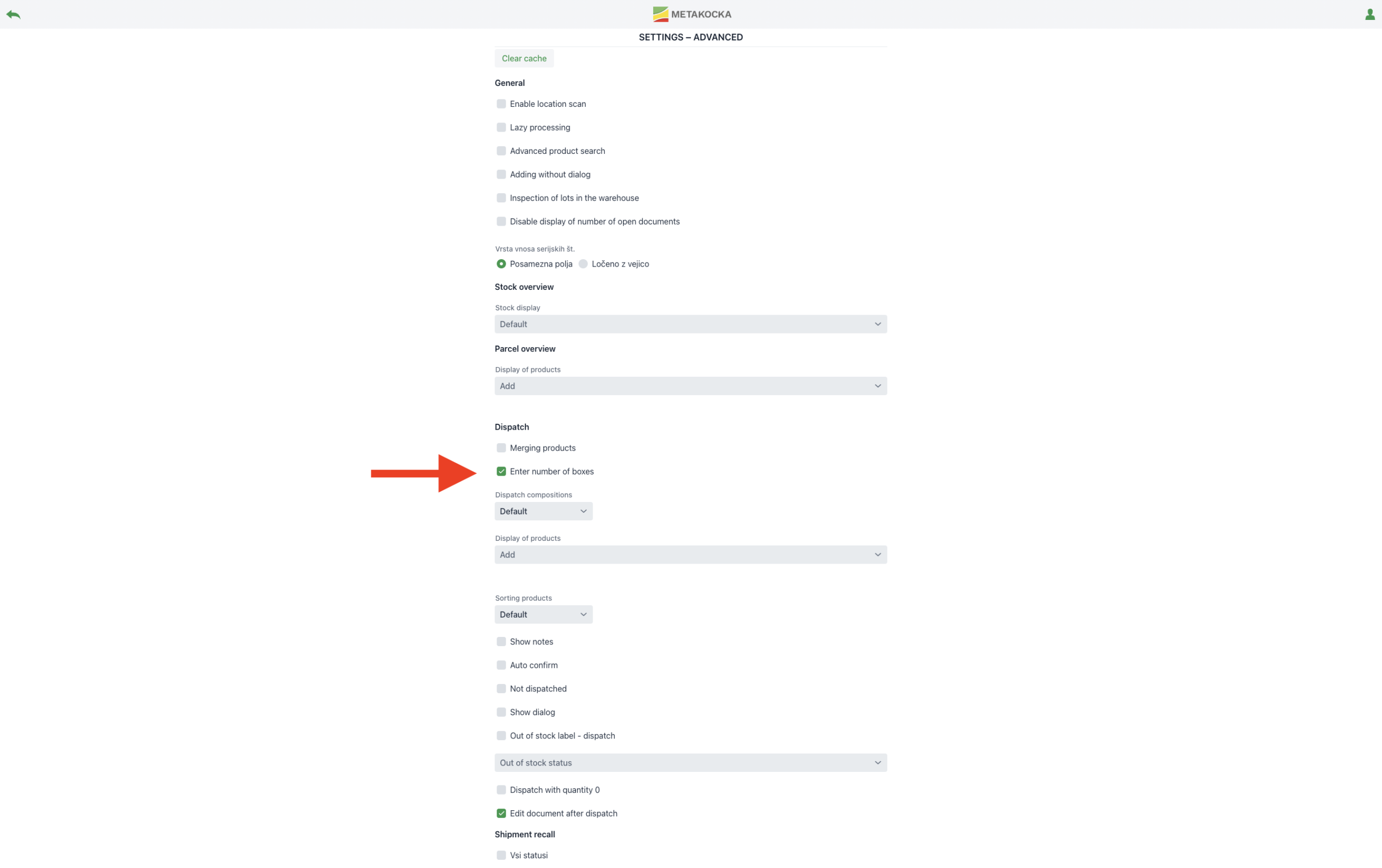Mobile scanner settings