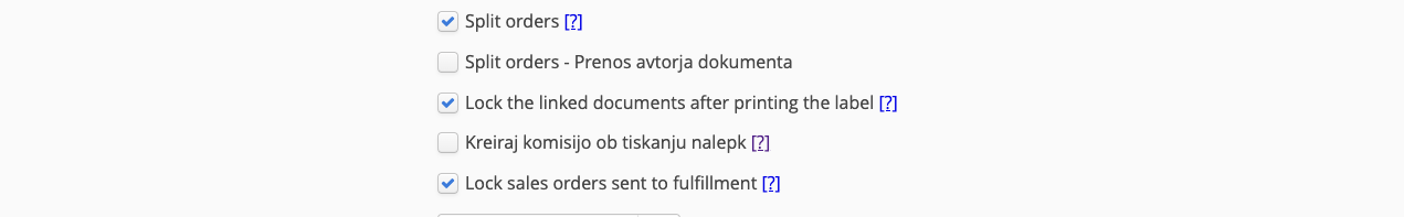 Potrditveno polje Kreiraj komisijo ob tiskanju nalepk v nastavitvah Order Managementa